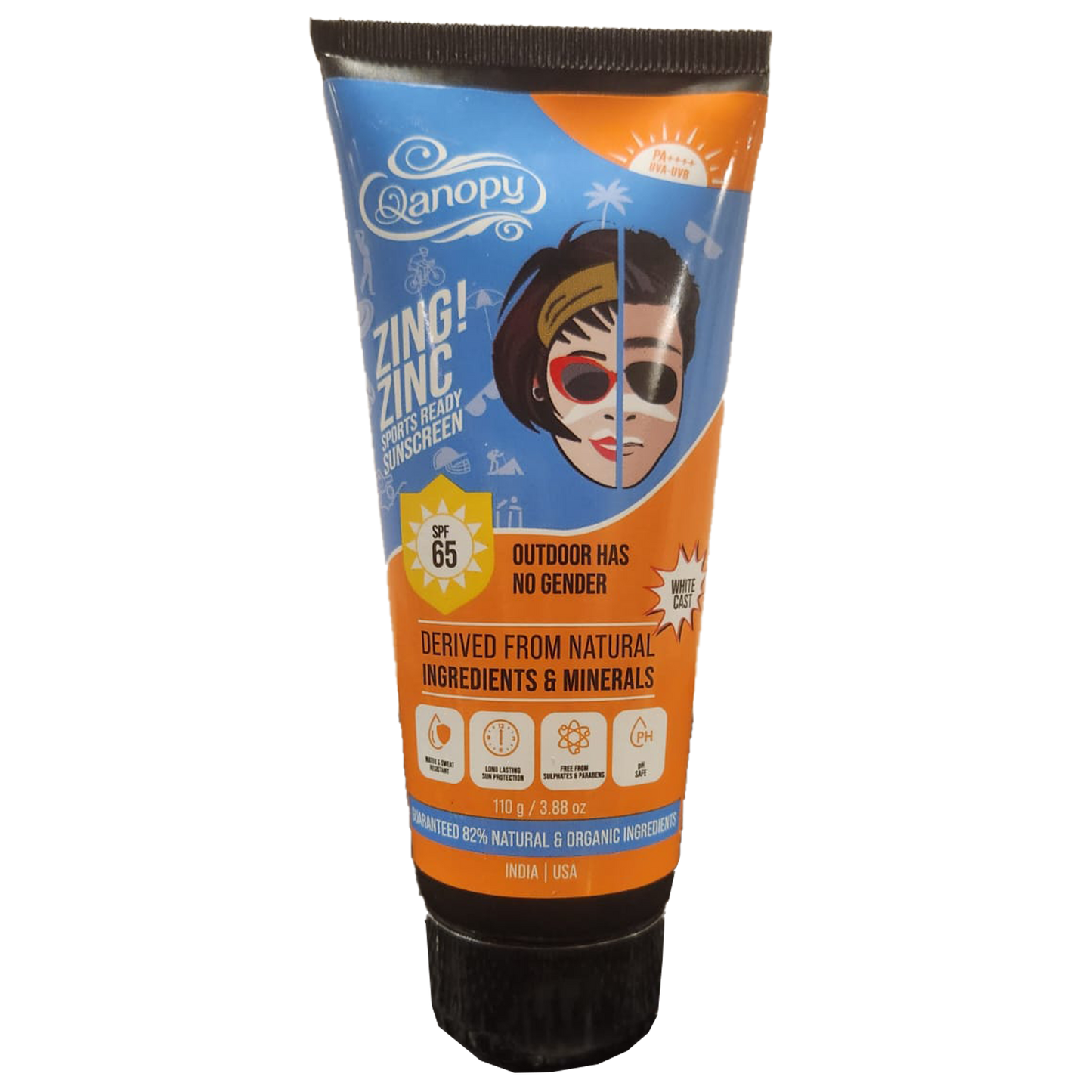 Qanopy Zing Zinc -Sports Ready Sunscreen SPF 65 - 110 G
